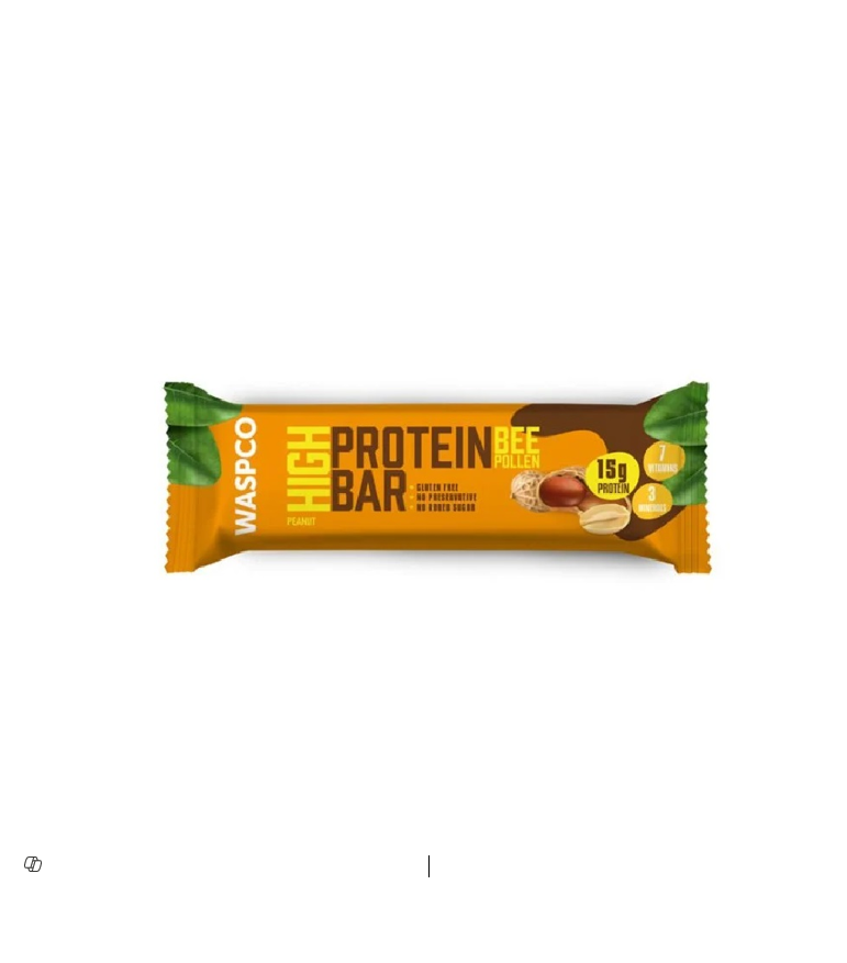 Waspco 15g Protein Bar with Peanut & Bee Pollen - no added sugar, gluten free, preservatives free