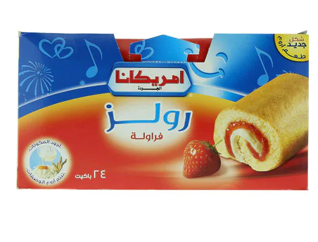 Americana Vanilla Munchy Cake Roll Filled with Strawberry Cream