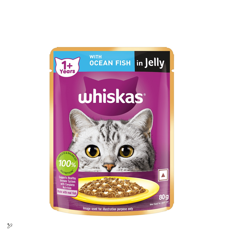 Whiskas Wet Cat Food with Ocean Fish for Adult Cats (1+ Years)