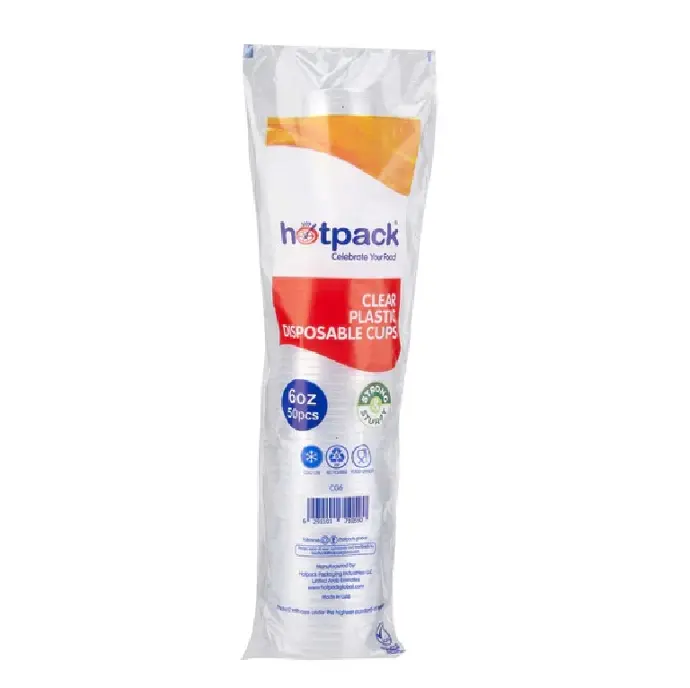HOTPACK PLASTIC CLEAR CUP 6-OZ  - 50 PCS 
