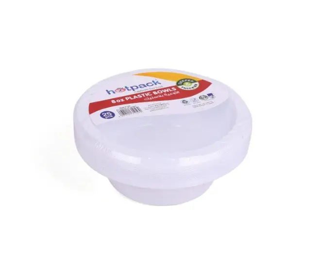 Hotpack White 8oz Disposable Plastic Bowls