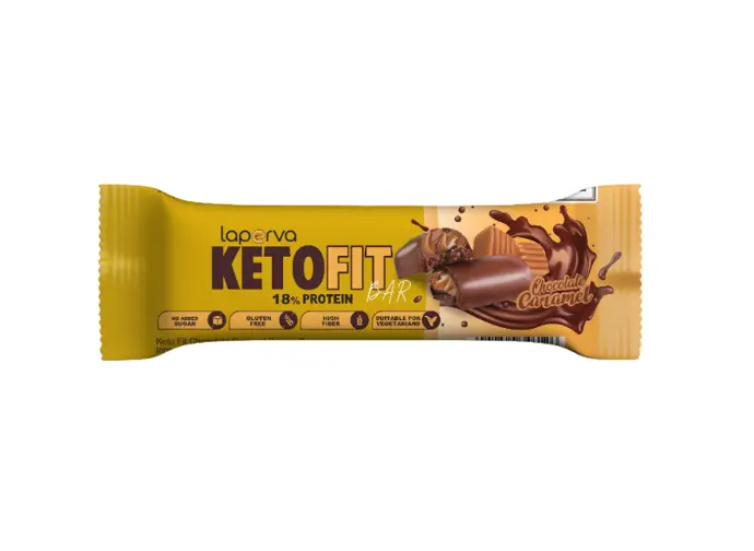 Laperva Keto Fit 18% Protein Bar with Chocolate & Caramel - gluten free, vegetarian, no added sugar