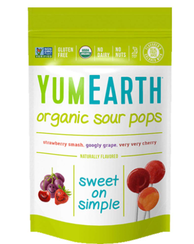 Yumearth Organic Sour Lollipops Fruit Flavor (14 Pieces) - vegan, gluten free, soy free