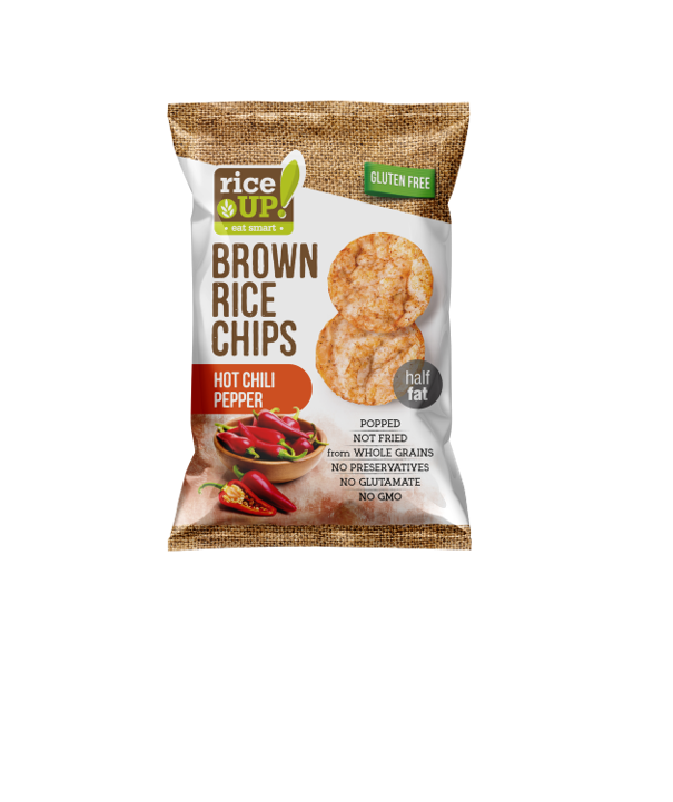 Rice Up Brown Rice Chips Hot Chili Pepper Flavor - gluten free, preservatives free, GMO free