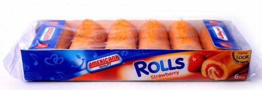 Americana Cake Rolls Filled with Strawberry Cream (6 Pieces)