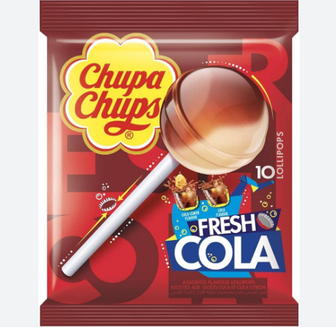 Chupa Chups Lollipops Fresh Cola Flavor (10 Pieces) - artificial color free