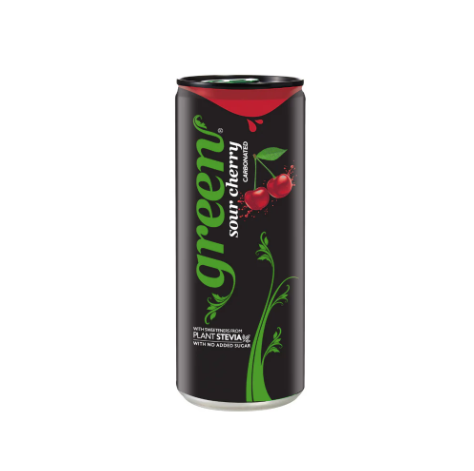 Green Cola Carbonated Drink Sour Cherry Flavor - no added sugar 330ML