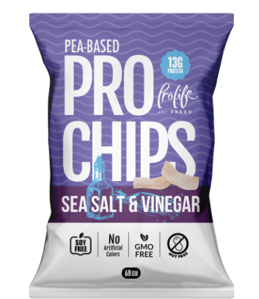 Pro Life Pea Based 13g Protein Sea Salt & Vinegar Chips - GMO free, soy free, artificial colors free 60gm