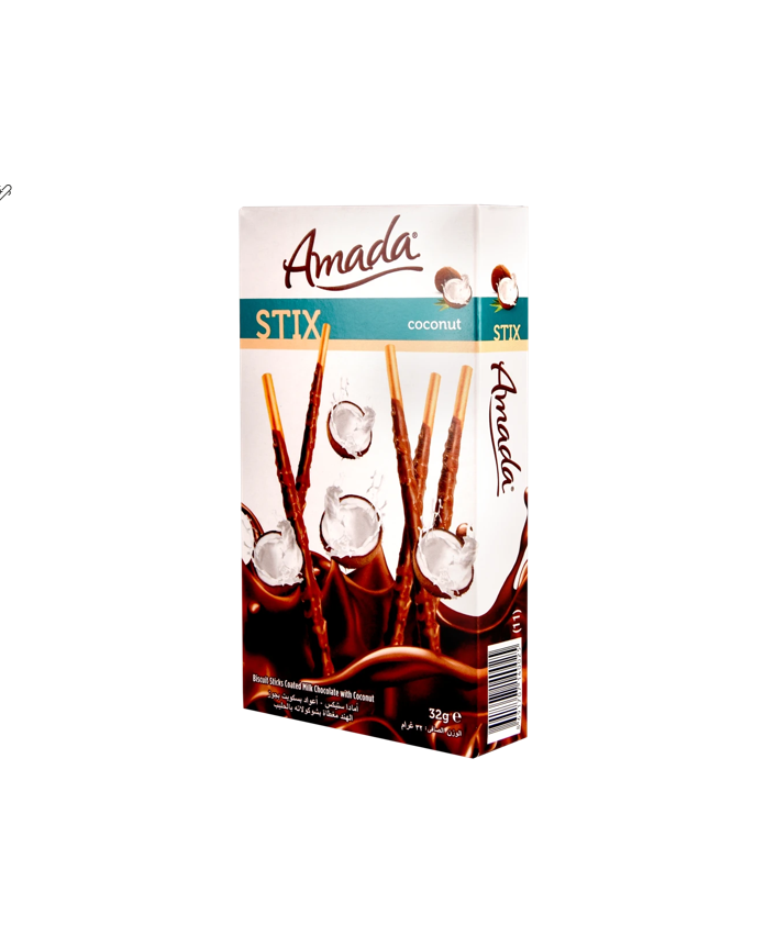 Amada Stix Milk Chocolate Coated Biscuit Sticks with Coconut