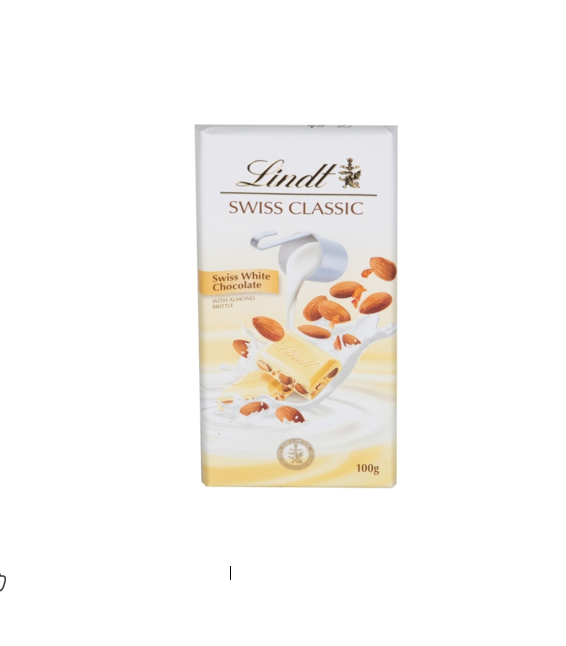 Lindt Swiss Classic White Chocolate Slab with Almond Brittles 100g