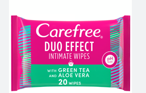Carefree Duo Effect Intimate Wipes with Green Tea & Aloe Vera