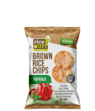 Rice Up Wholegrain Brown Rice Paprika Chips - GMO free, gluten free, preservatives free