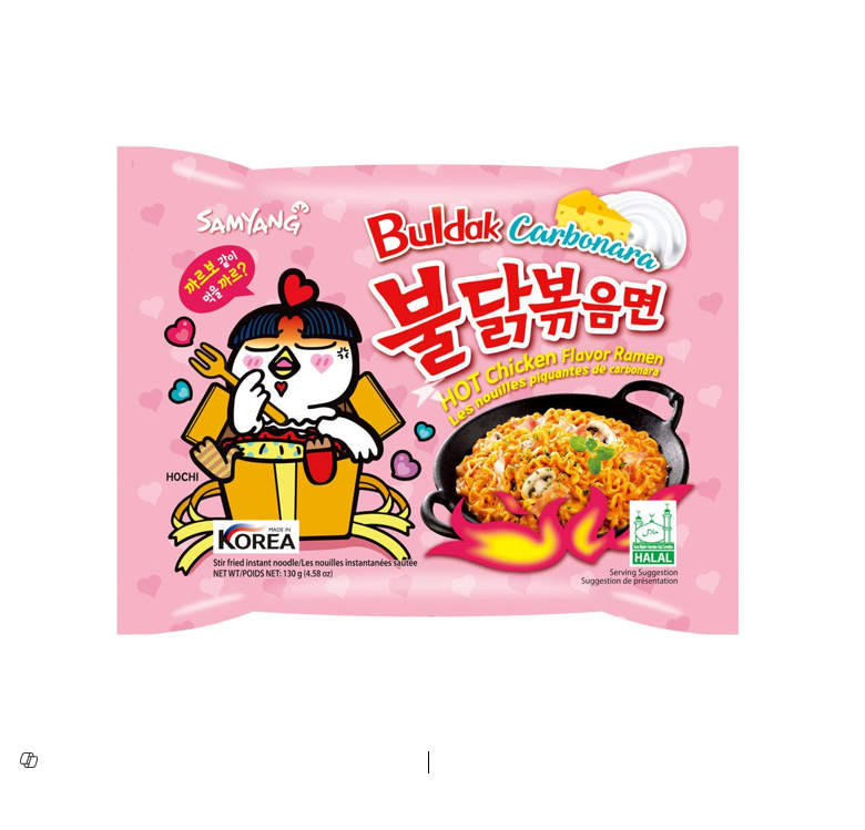 Samyang Carbo Instant Stir-Fried Ramen Noodles Hot Chicken Flavor 130g