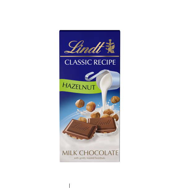 Lindt Swiss Classic Milk Chocolate Slab with Gently Roasted Hazelnuts 100g
