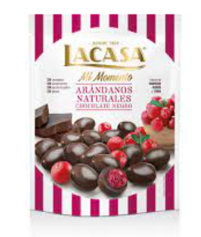 Lacasa Mi Momento Dark Chocolate Coated Cranberries - gluten free, preservatives free, colorants free