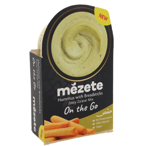 Mezete On the Go Hummus with Zesty Zaatar Mix & Breadsticks - 92g