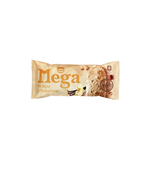 Mega White Chocolate Coated Vanilla Ice Cream Stick with Almonds
