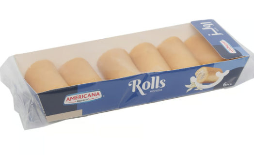 Americana Cake Rolls Filled with Vanilla Cream (6 Pieces)