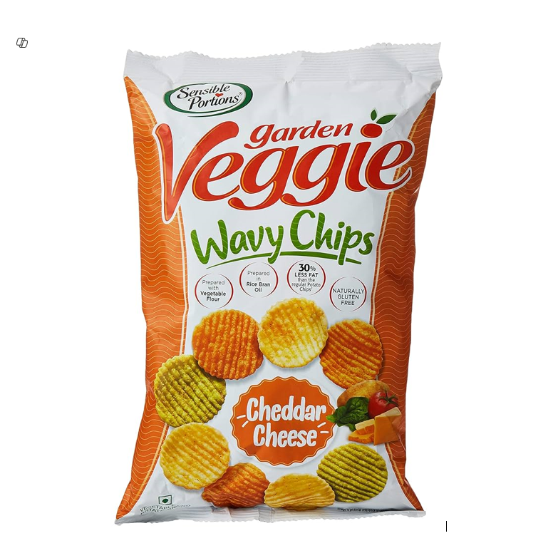 Sensible Portions Garden Veggie Wavy Chips Cheddar Cheese Flavor - GMO free, gluten free, vegetarian
