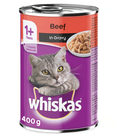 Whiskas Wet Food with Beef in Gravy for Adult Cats (1+ Years)