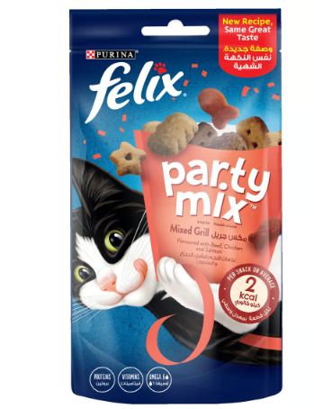 Purina Felix Party Mix Mixed Grill Cat Treats with Beef, Chicken & Salmon1