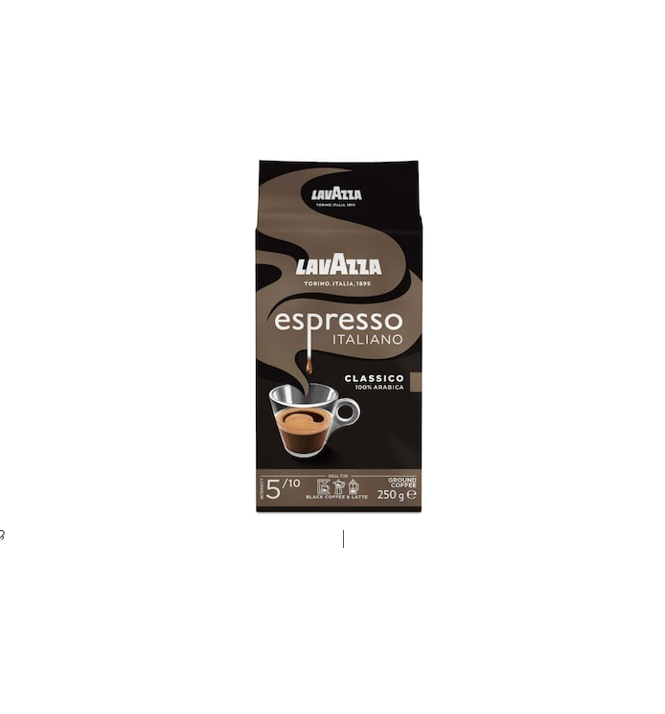 Lavazza Classic Italian Arabica Espresso Ground Coffee Medium Roast 250g