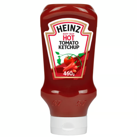 Heinz Hot Tomato Ketchup - artificial colours free, artificial flavours free, artificial preservatives free 460g