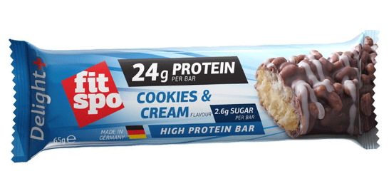 Fit Spo Delight+ High 24g Protein Bar Cookies & Cream Flavor