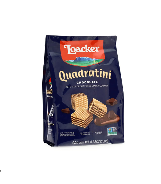 Loacker Quadratini Chocolate Wafer Cubes Filled with Chocolate Cream - 125g