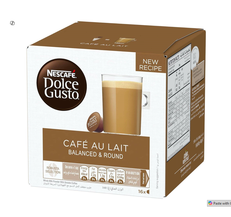 Nescafe Dolce Gusto Robusta Cafe Au Lait Coffee Capsules