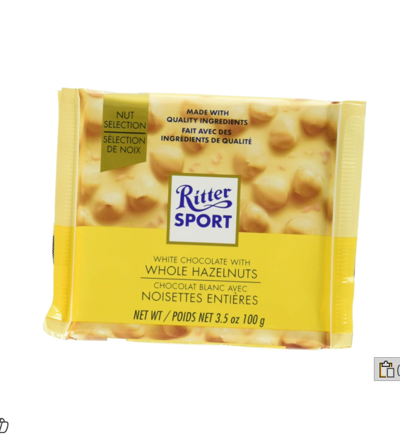 Ritter Sport Nut Selection White Chocolate Slab with Whole Roasted Hazelnuts