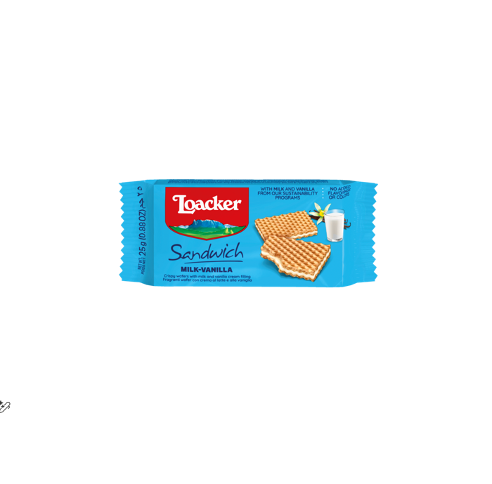 Loacker Wafer Sandwich Filled with Milk Vanilla Cream 25gm