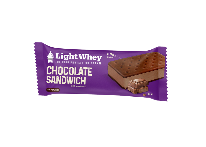 Light Whey High Protein Chocolate Ice Cream Sandwich with Sweeteners