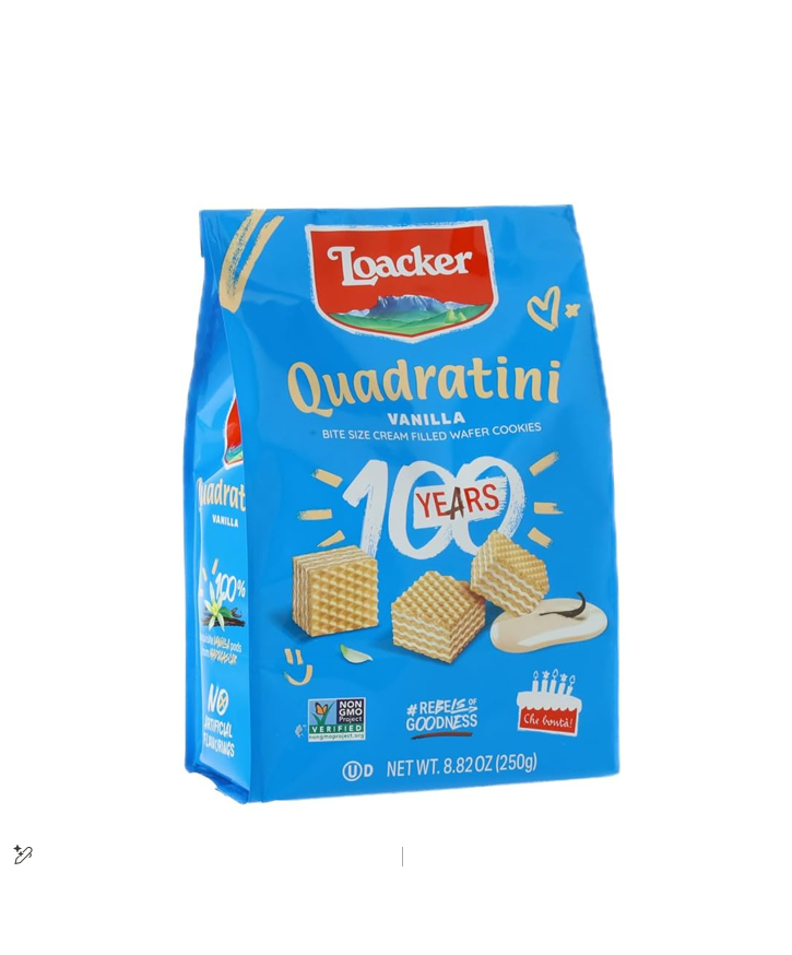 Loacker Quadratini Bite Size Wafer Cookies Vanilla Flavor