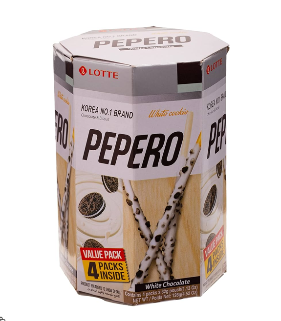 Lotte Pepero Finger Biscuits Coated with White Chocolate & Cookies