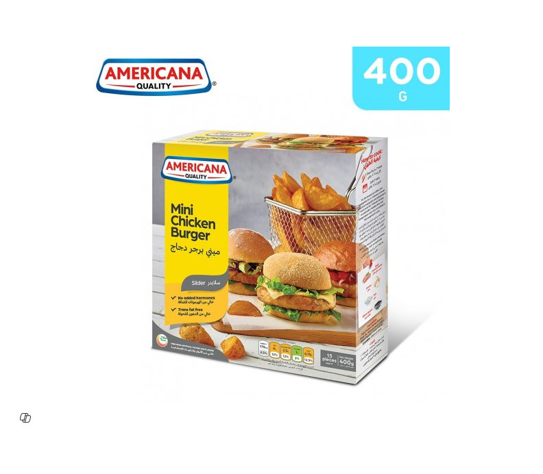 Americana Frozen Mini Chicken Burgers (13 Pieces) - trans fat free, artificial flavors free, artificial colors free