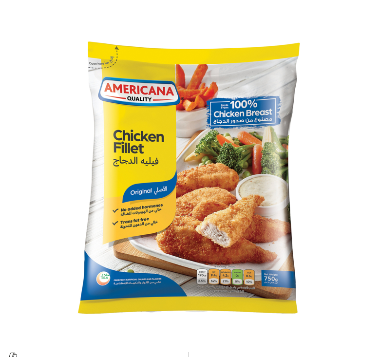 Americana Frozen Chicken Fillets - trans fat free, artificial flavors free, artificial colors free