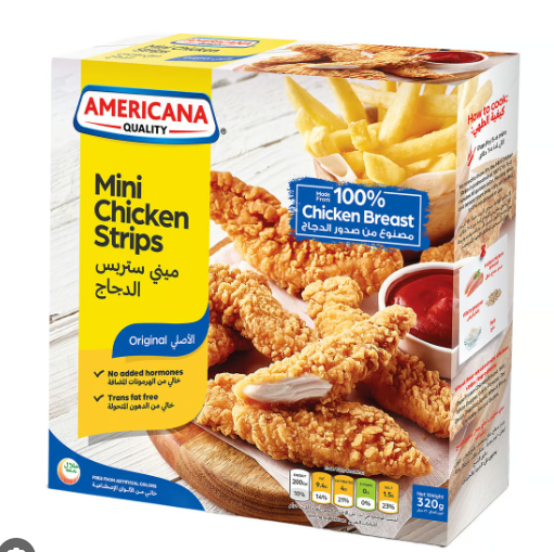 Americana Frozen Mini Chicken Strips - trans fat free, artificial flavors free, artificial colors free