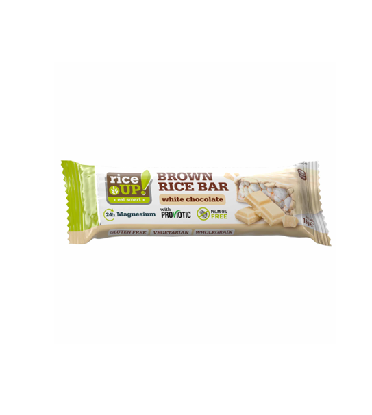 Rice Up Wholegrain Brown Rice Bar Coated with White Chocolate - vegetarian, gluten free, palm oil free