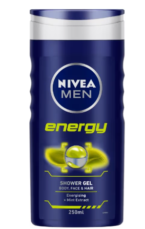 Nivea Men Energy Shower Gel with Mint Extract for Body, Face & Hair
