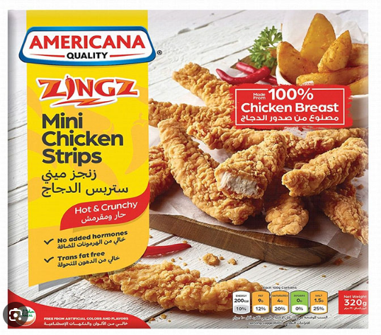 Americana Zingz Frozen Hot & Crunchy Mini Chicken Strips 320G