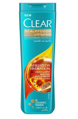 Clear Anti-Dandruff Weightless Hydration Shampoo with Chia Seed Extract - colorants free, parabens free