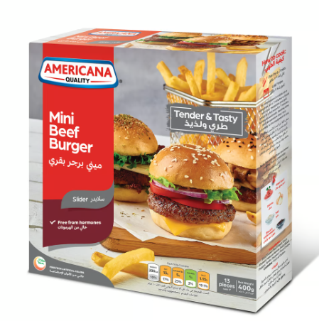 Americana Frozen Mini Beef Burger Sliders (13 Pieces) - artificial colors free, no added hormones