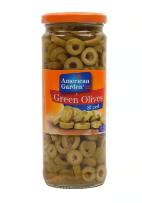 American Garden Sliced Green Olives 450GM