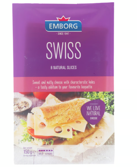 Emborg Mild Swiss Cheese (8 Slices) 150g