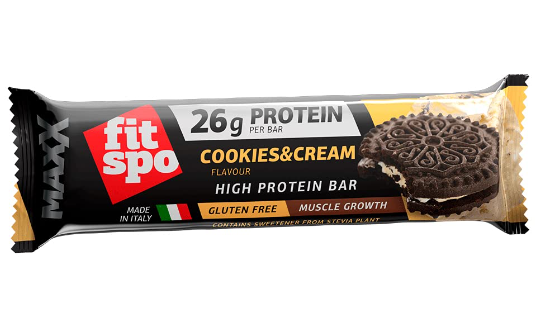 Fit Spo Maxx Protein Bar Cookies & Cream Flavor