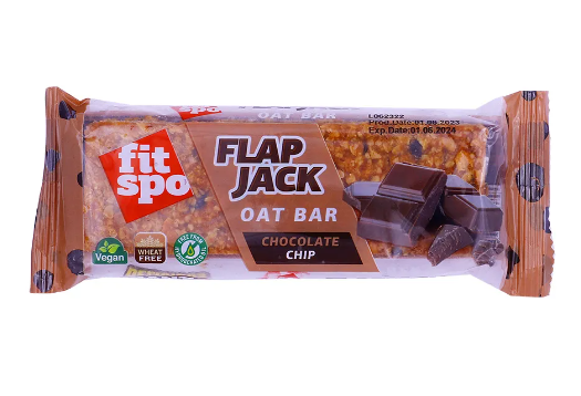 FitSpo Flapjack Chocolate Chip Oat Bar - vegan, wheat free, hydrogenated oil free