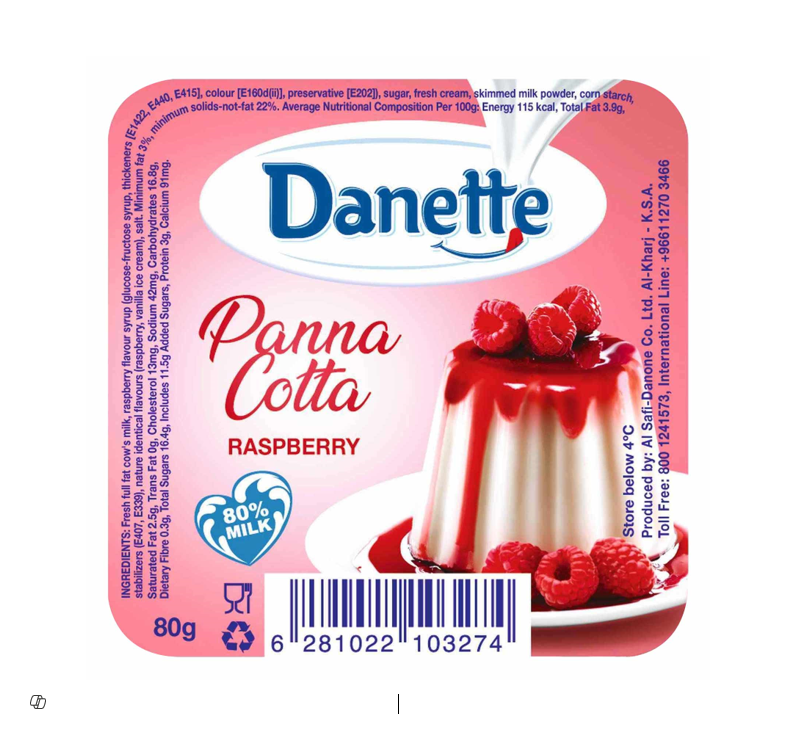 DANETTE PANNA COTTA RASBERRY 80G