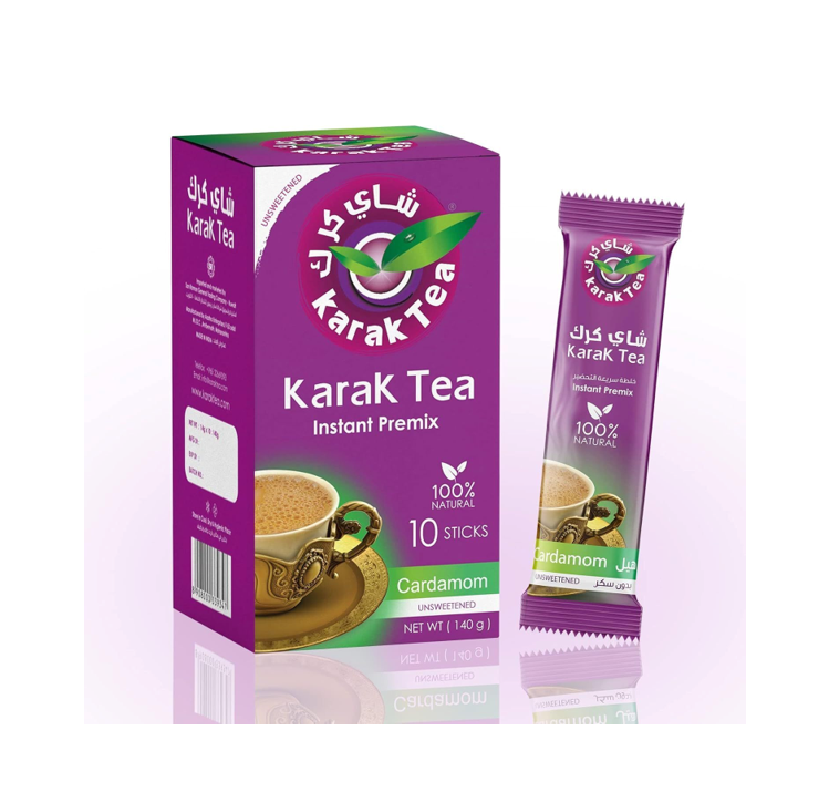 Karak Unsweetened Instant Tea Sticks Cardamom Flavor 10sticks