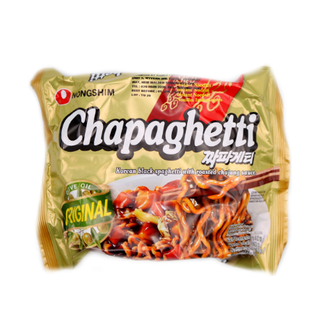 Nongshim Chapagetti Original Instant Black Spaghetti Noodles with Roasted Chajang Sauce & Olive Oil